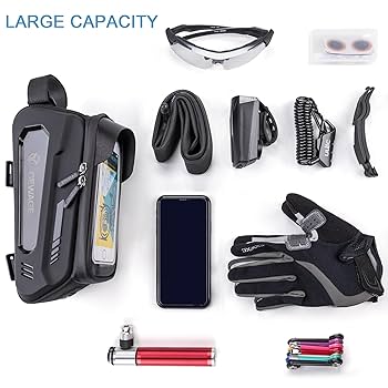 Amazon.com: GEWAGE Bike Front Frame Bag with Phone Holder